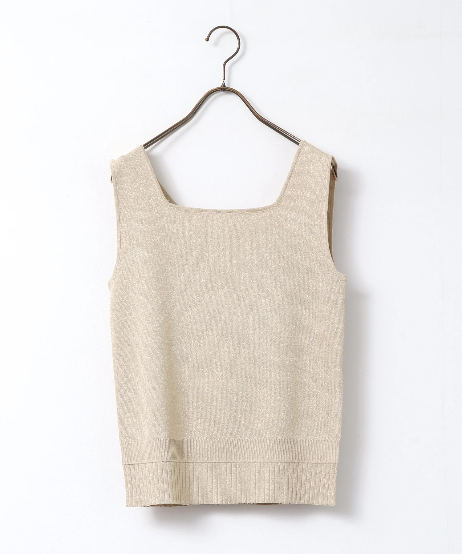 前後2WAY スクエアラメニット タンクトップ