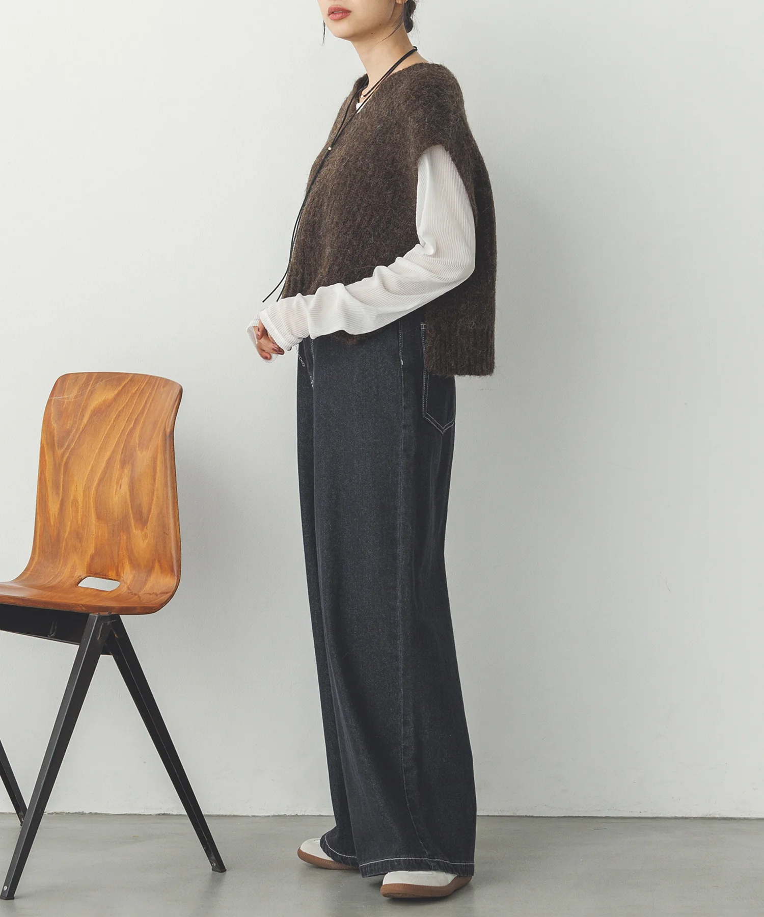 前後２WAY ショートニットベスト