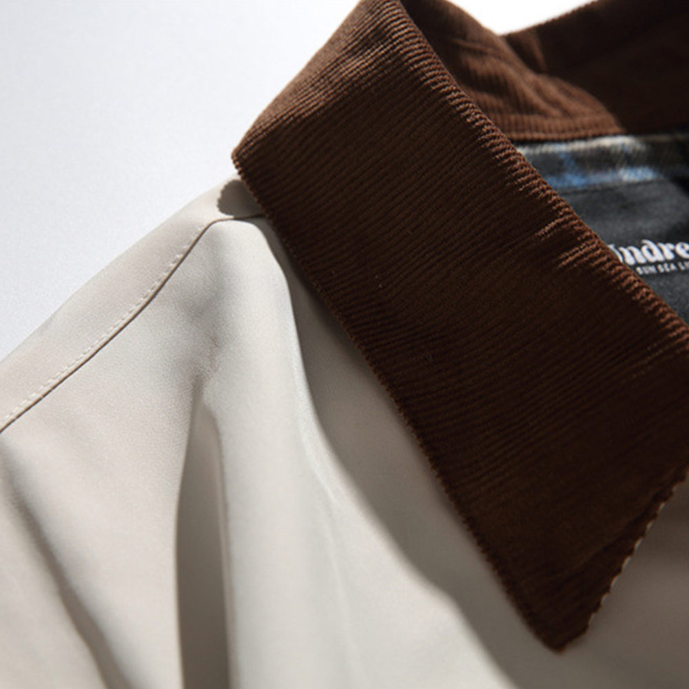 コーデュロイ切り替えブリティッシュハンティングジャケット　ミディアムロング