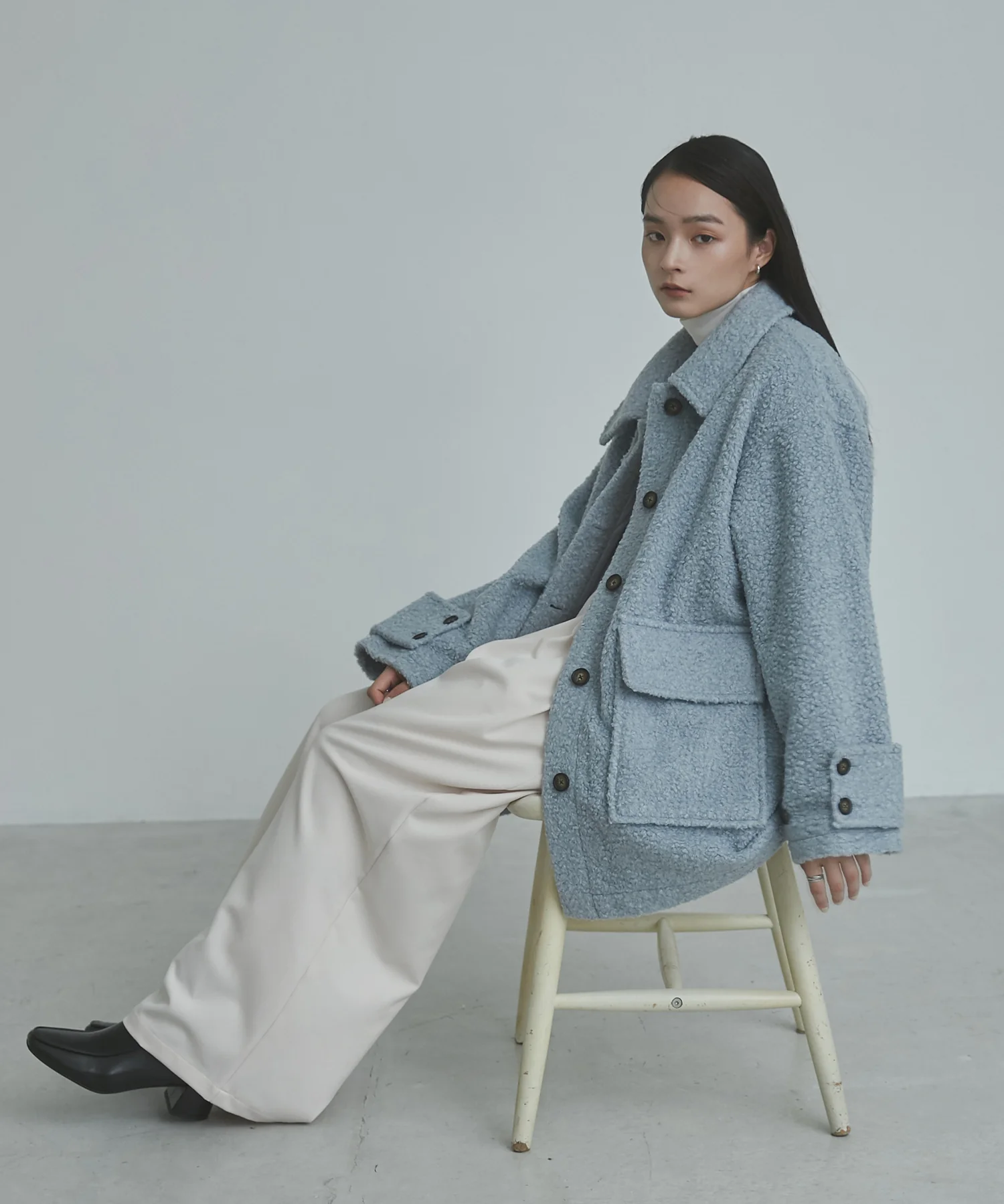 ブークレ ミドルシャツコート