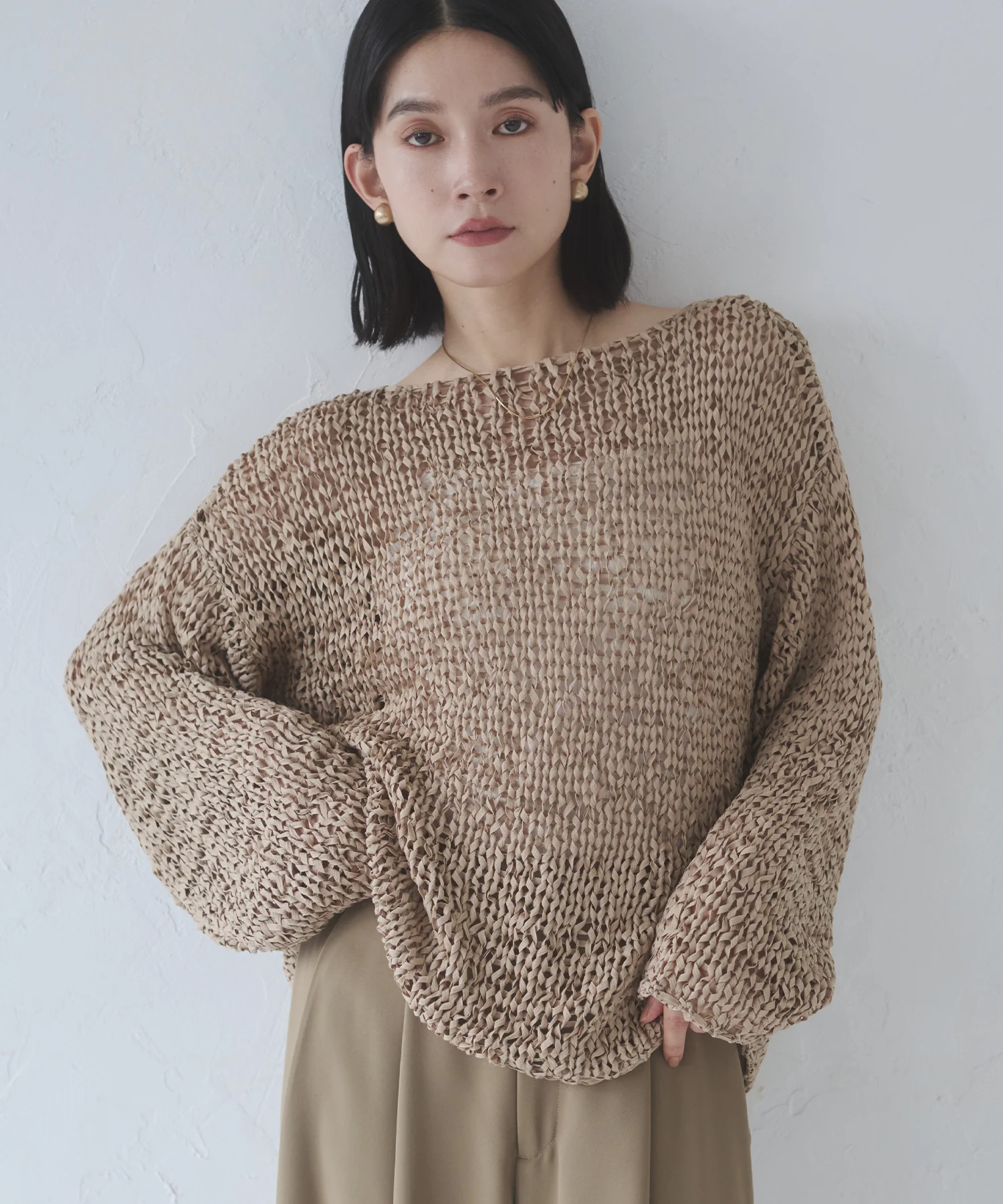 ペーパーヤーン 透かし編みニット