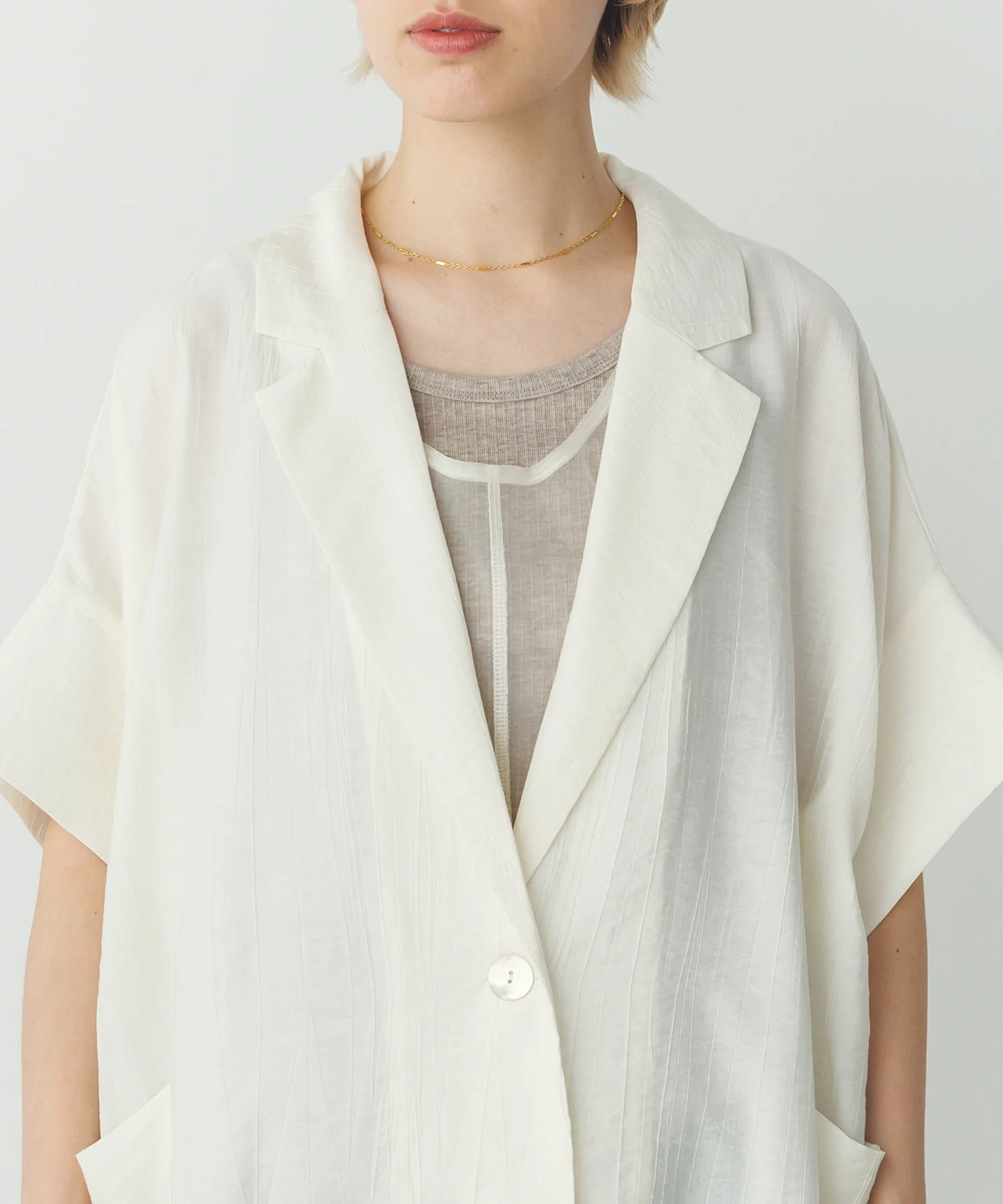 ワッシャーサテン シャツジャケット