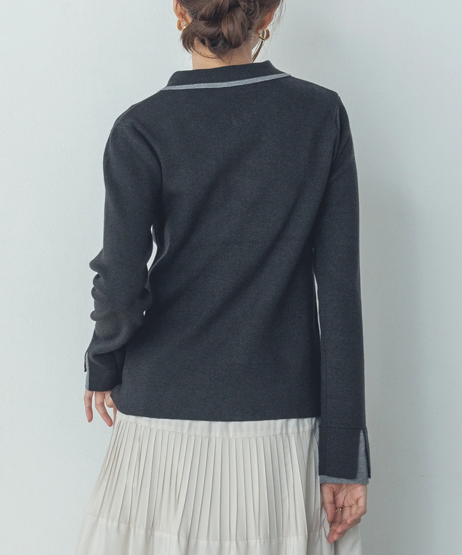 【静電気防止】やわもちヤーン Wジップポロニット