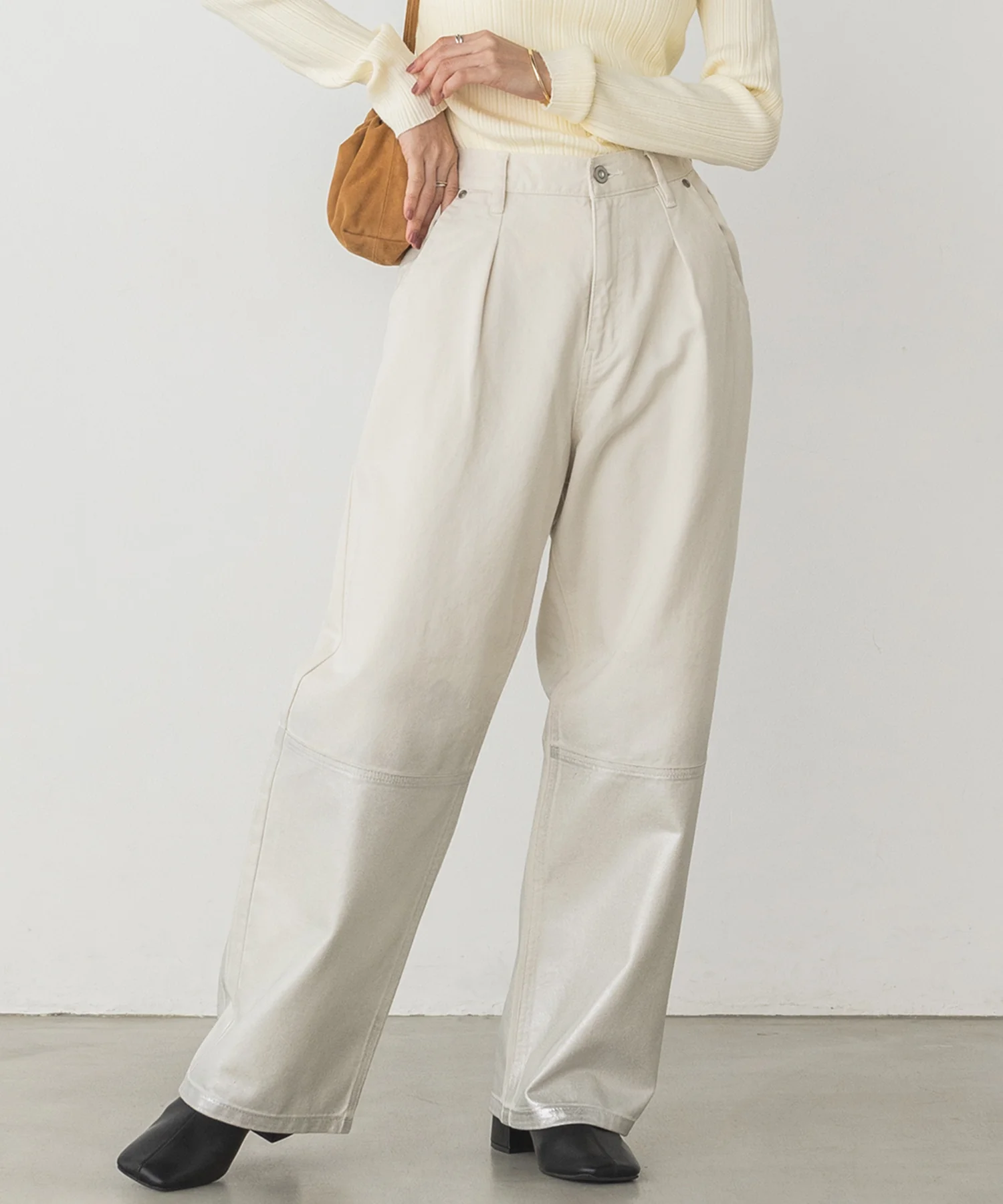 箔プリントルーズデニムパンツ