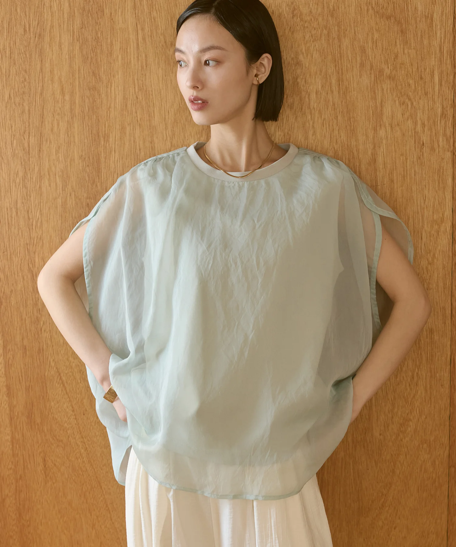 ニュアンス シアーレイヤードトップス