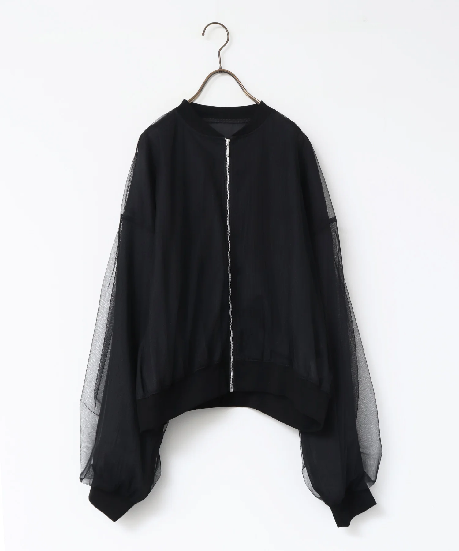 チュールシアー チェックブルゾン