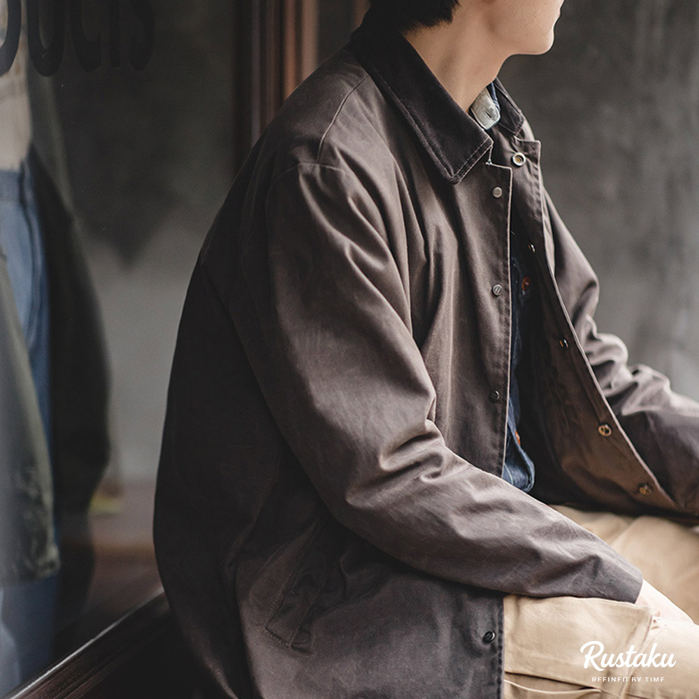 ブリティッシュスタイル　防水・防風ワックスロングコート