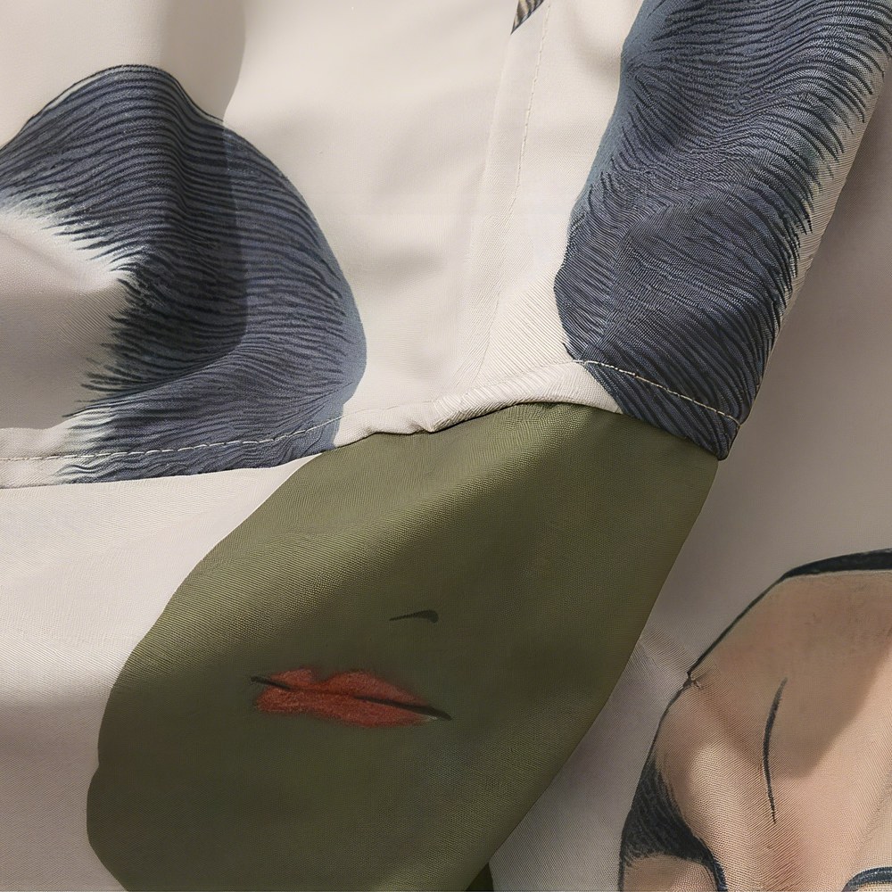 浮世絵　能面モチーフアロハシャツ