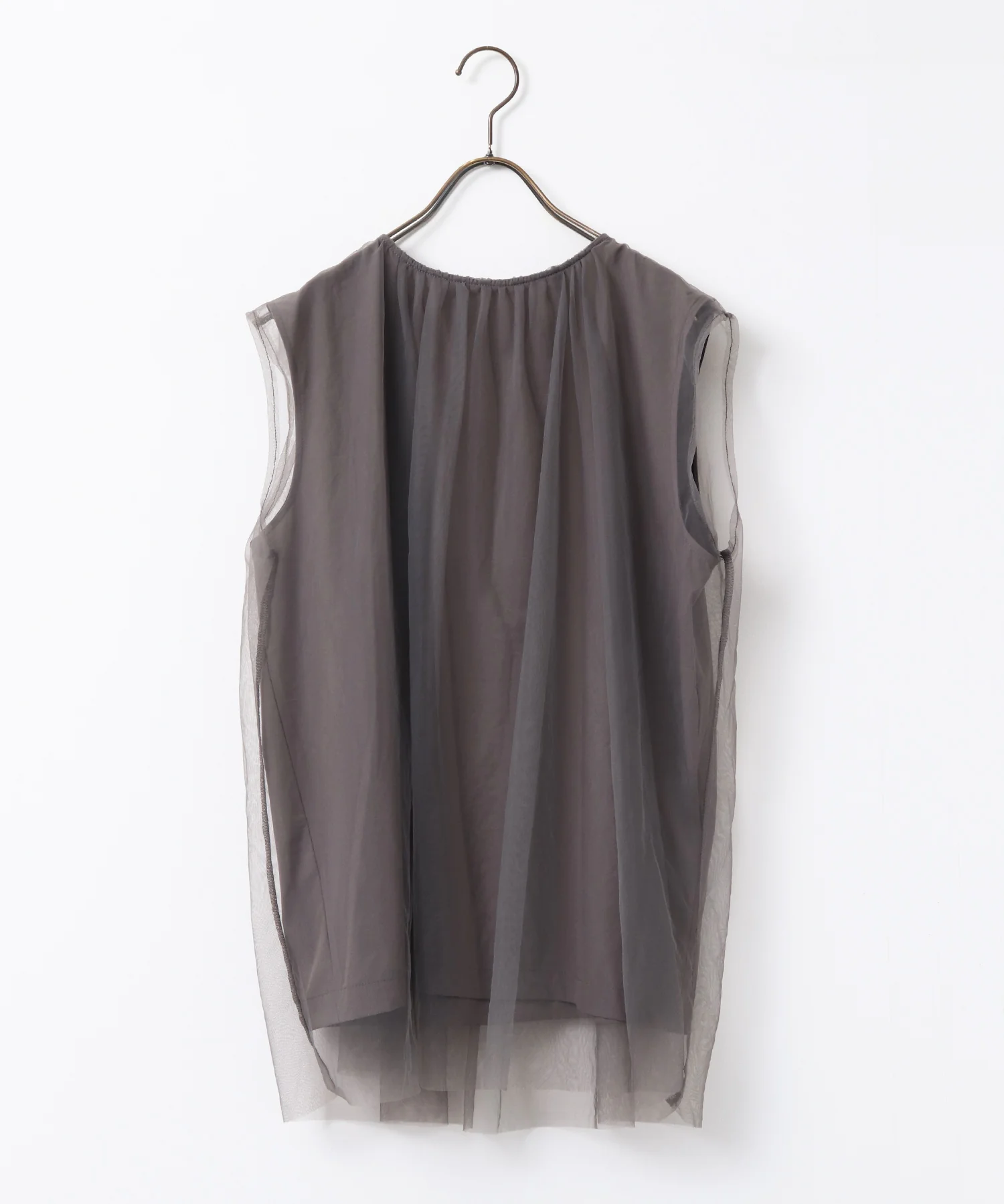 【接触冷感】チュールレイヤードトップス