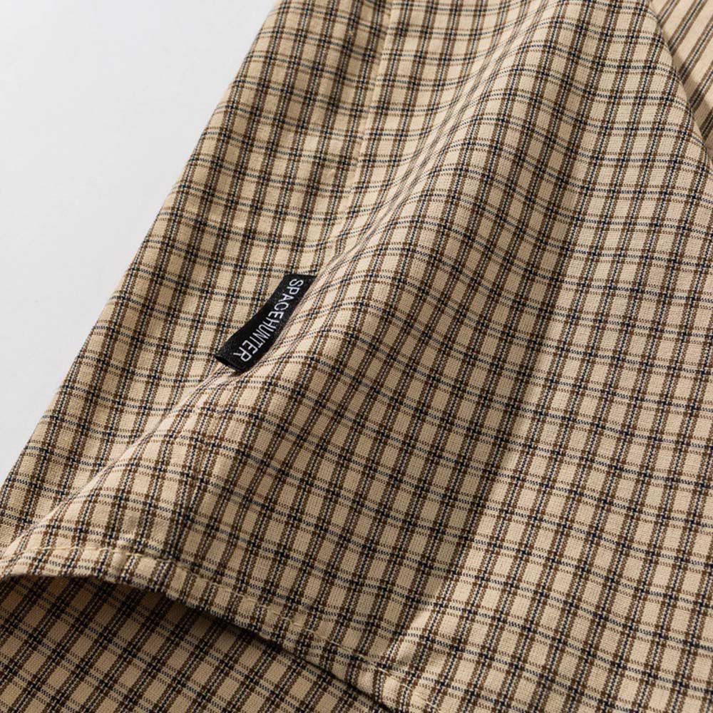 レトロ先染めチェック 　魚マジックテープ長袖シャツ