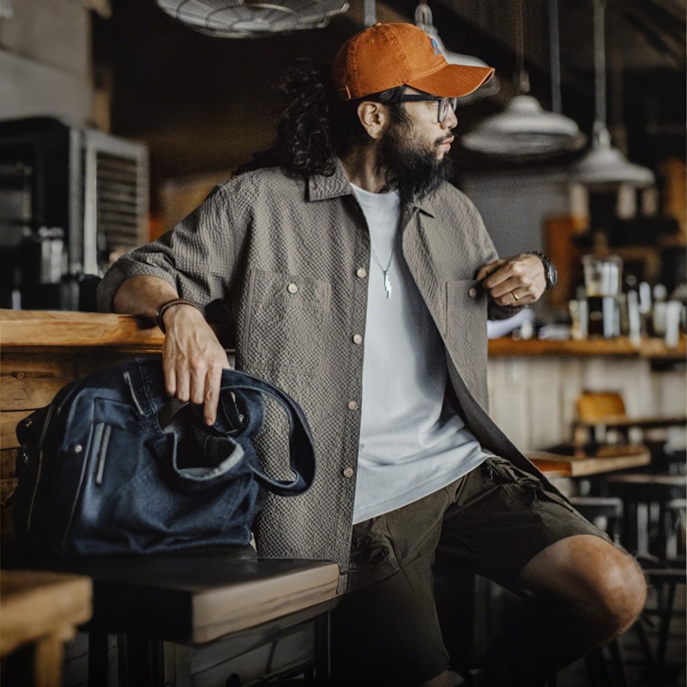 通気＆軽量シアサッカーミリタリー半袖シャツ