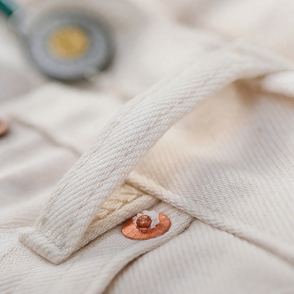 コットンシェル生成り│赤耳ホワイトデニムパンツ