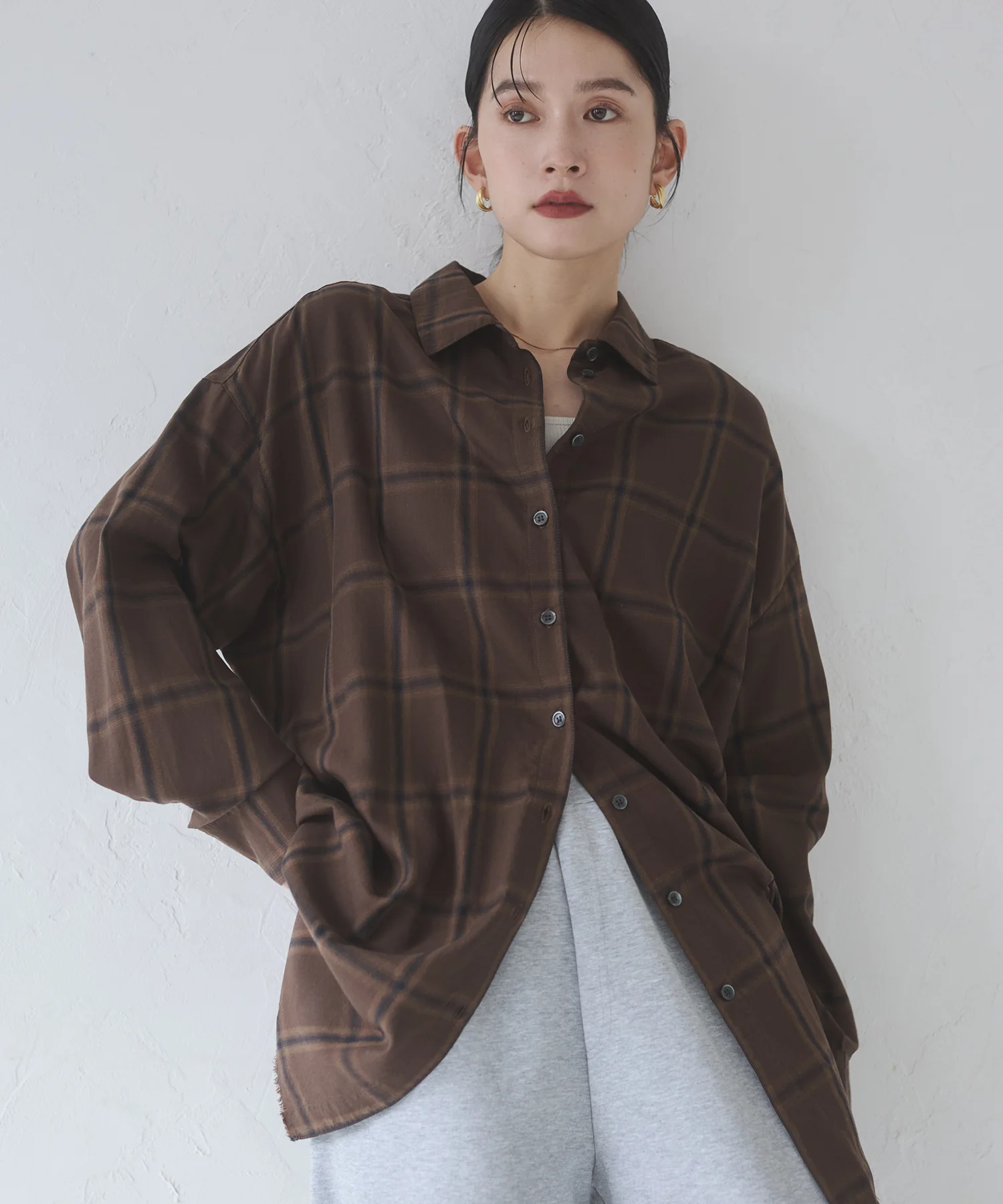 オンブレチェック オーバーシャツ