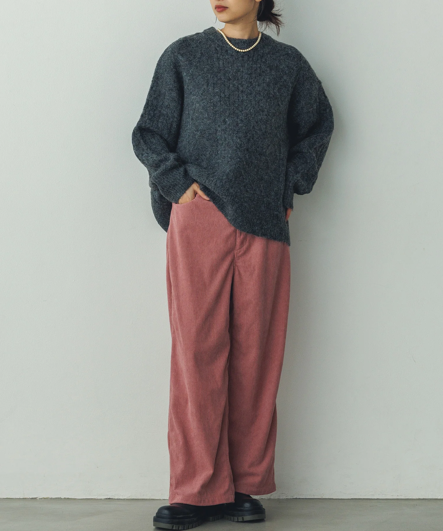 コーデュロイ ワイドストレートパンツ