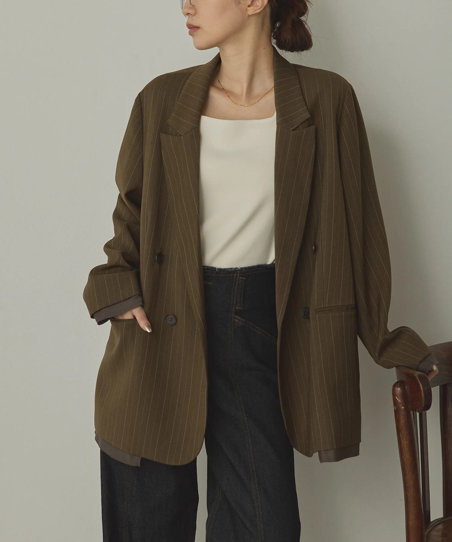 ストライプ ダブルジャケット