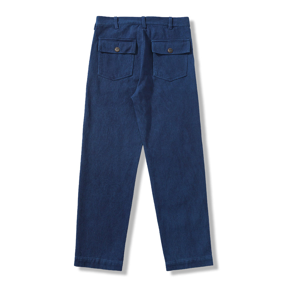 藍染刺し子生地の OG107復刻ワークパンツ