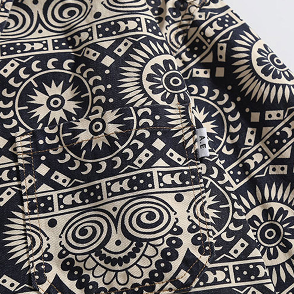 ペイズリーメダリオン 　総柄プリント長袖シャツ