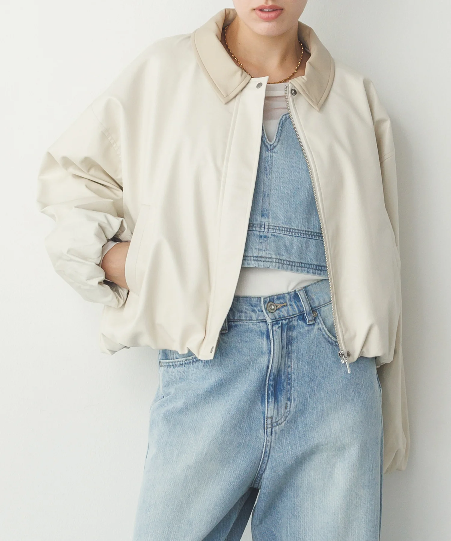 フェイクレザー バルーンブルゾン