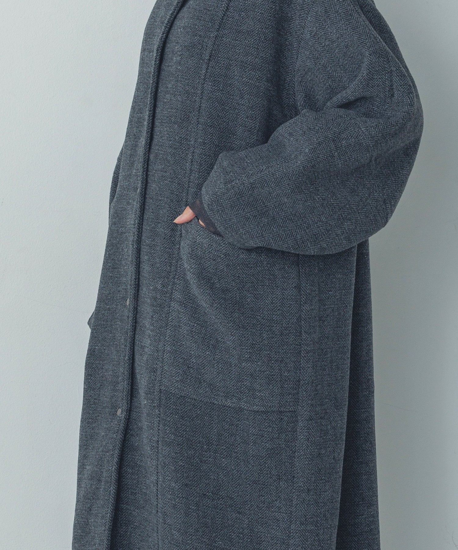 杢ヘリンボーン スタンドカラーコート