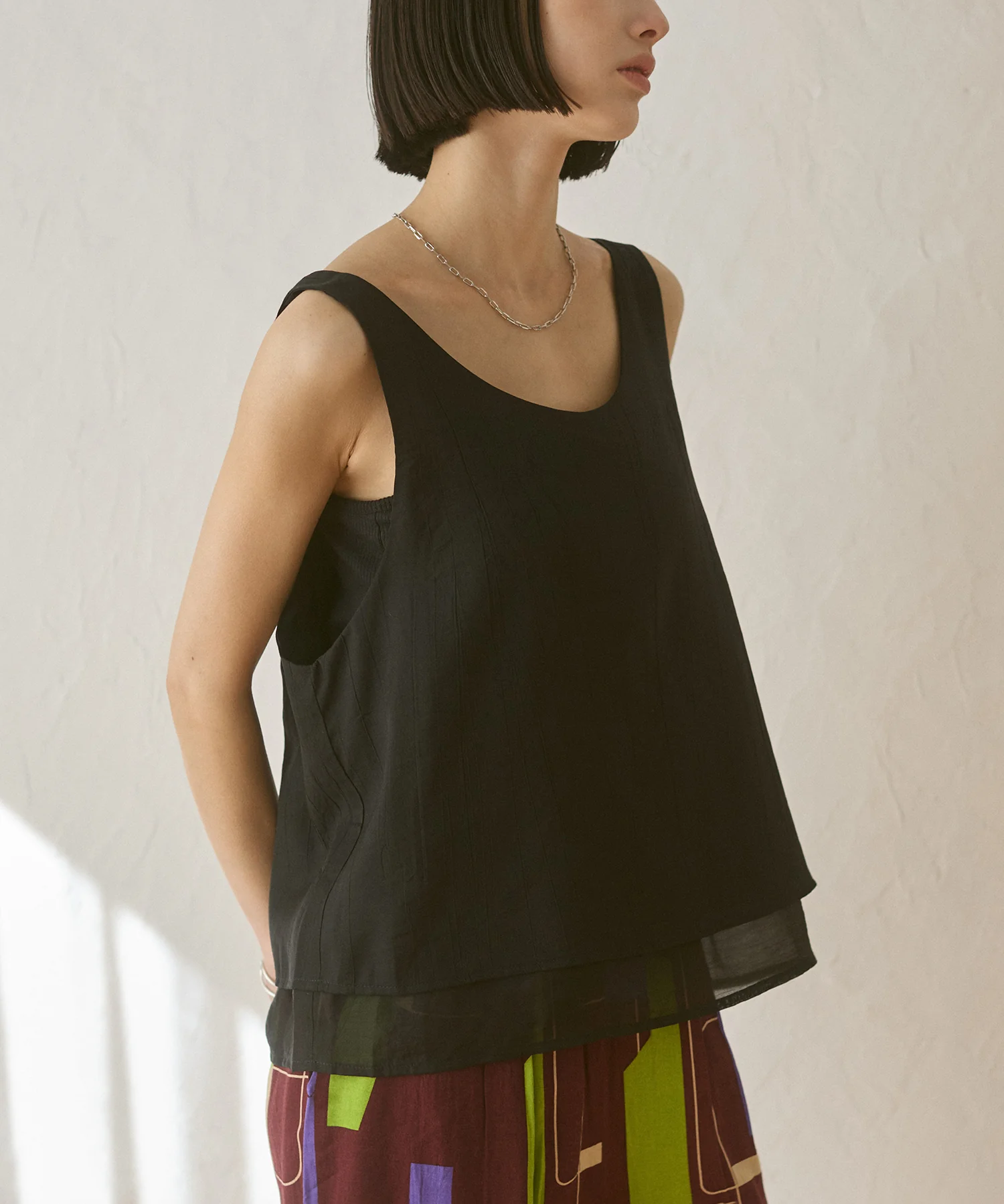 ワッシャーサテン ゆるタンクトップ