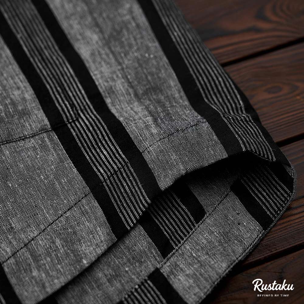 和風コットンリネンストライプシャツ