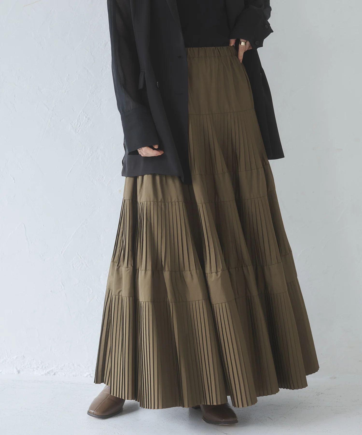 【新色追加】プリーツティアードスカート