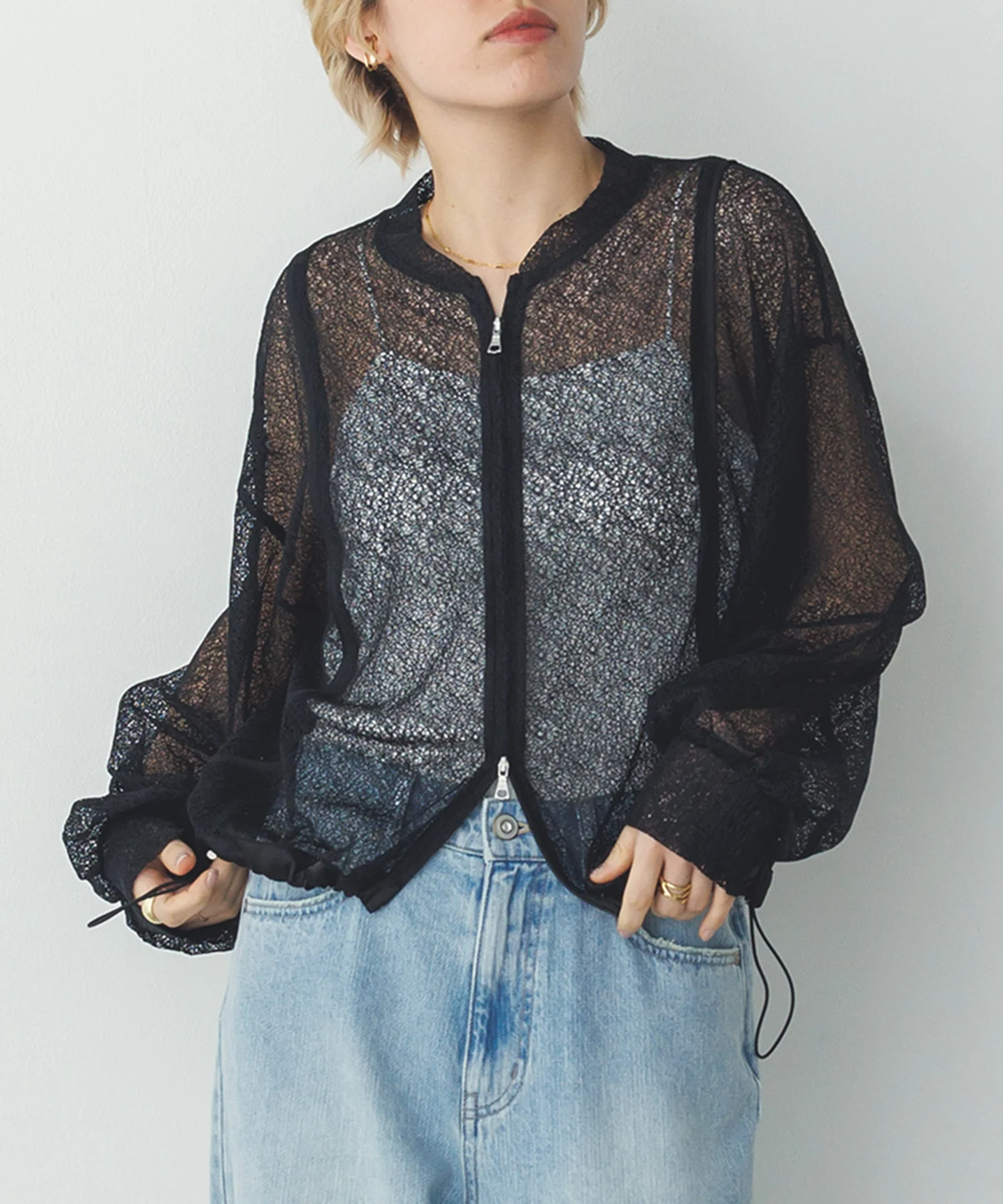 ダブルジップレースブルゾン