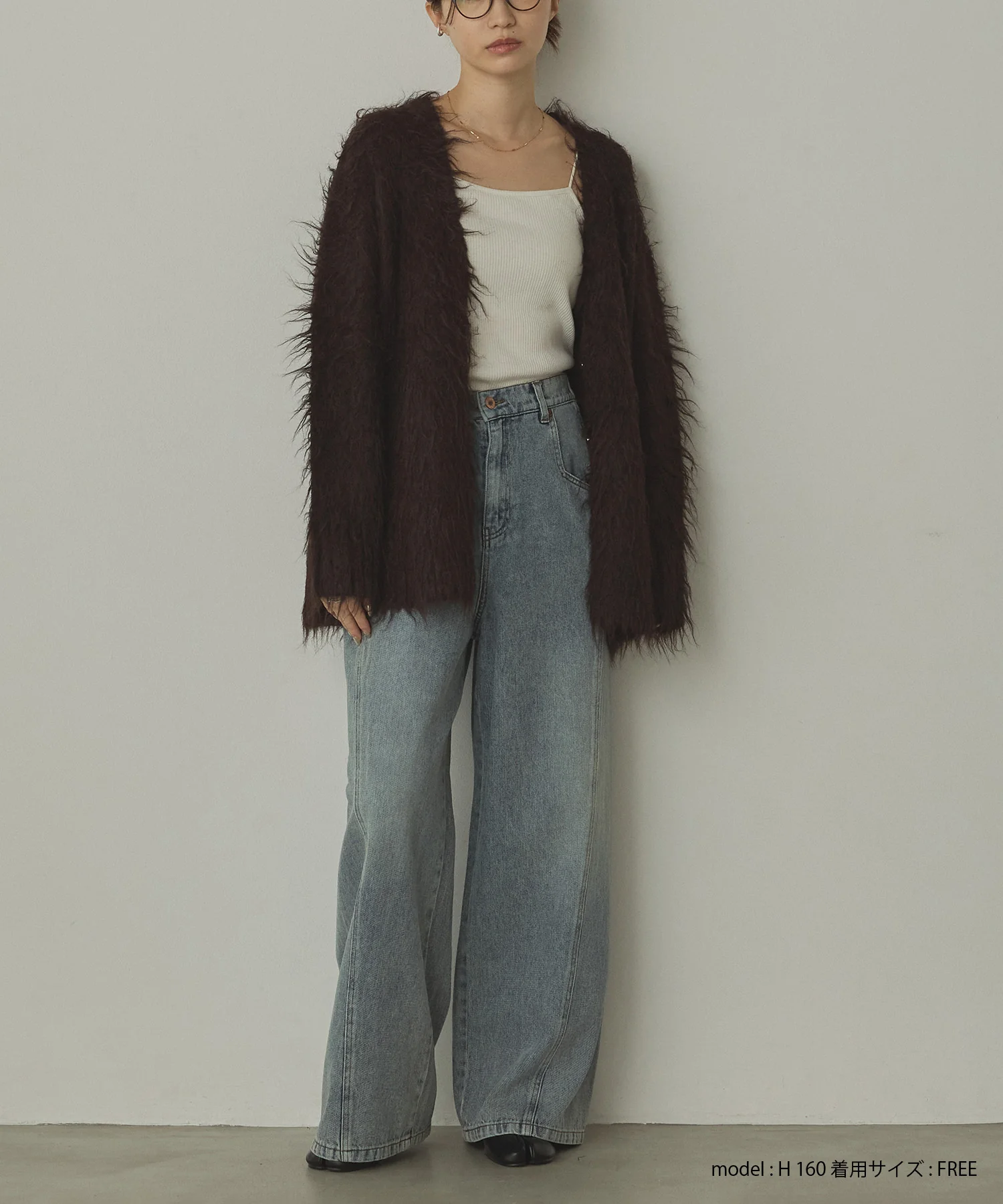 スラブデニム/ラメ ワイドパンツ　