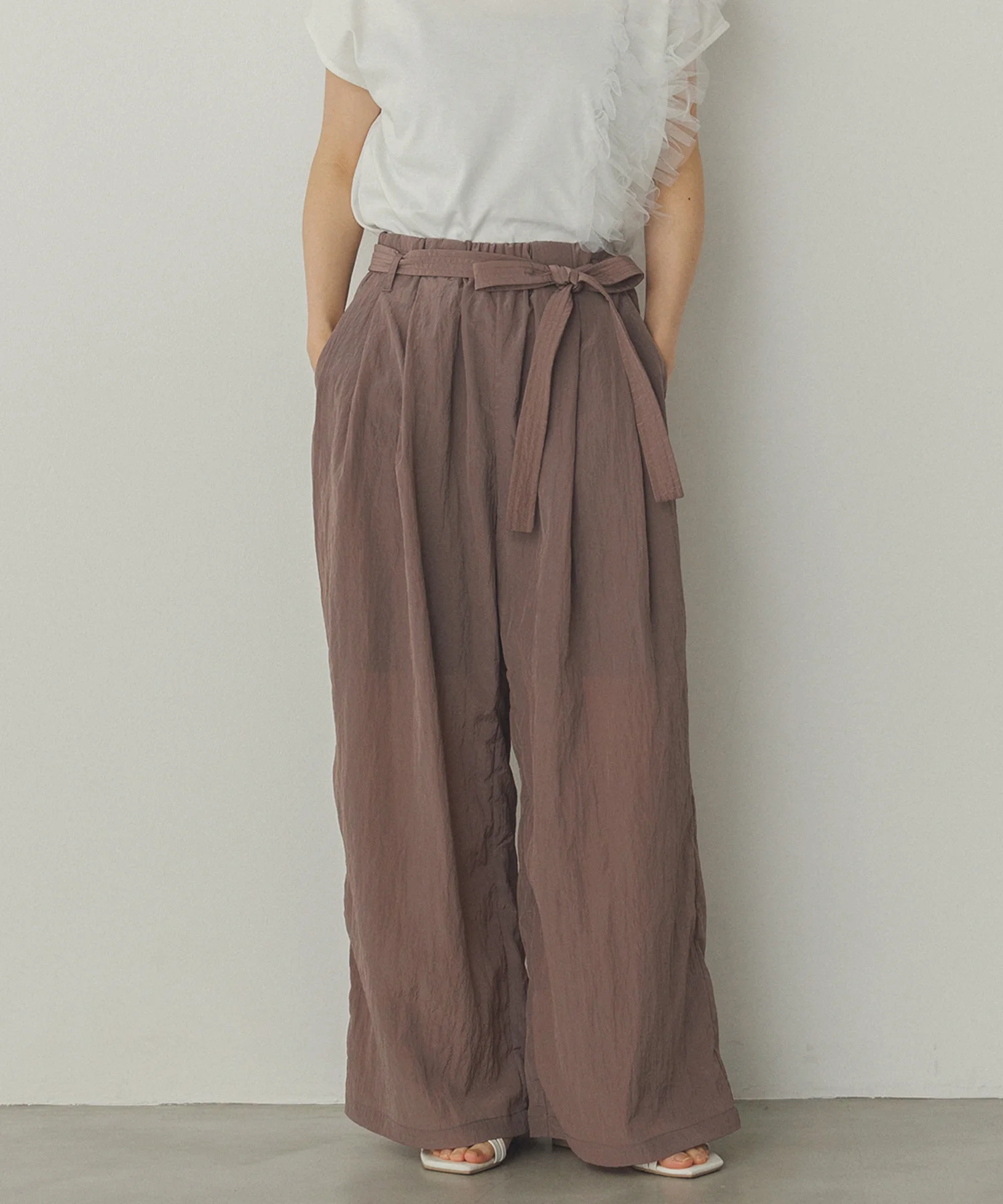 ワッシャー加工 ワイドストレートパンツ