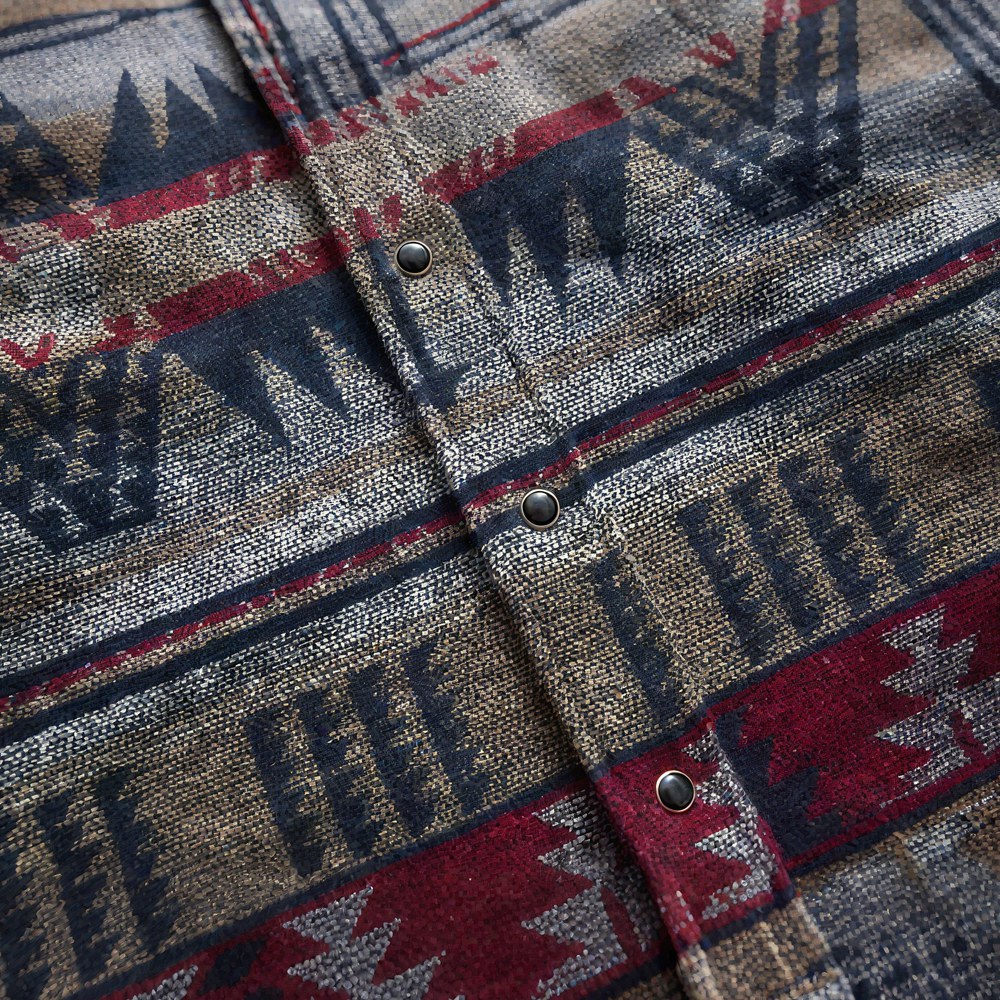 ウール混紡ナバホ柄先染めジャカード長袖シャツ