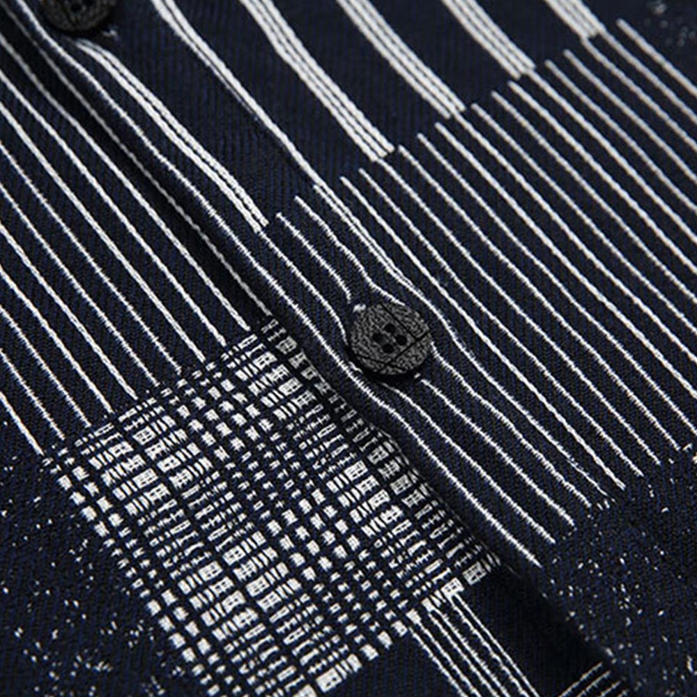 モノクロチェック切り替えプリント　 長袖シャツ