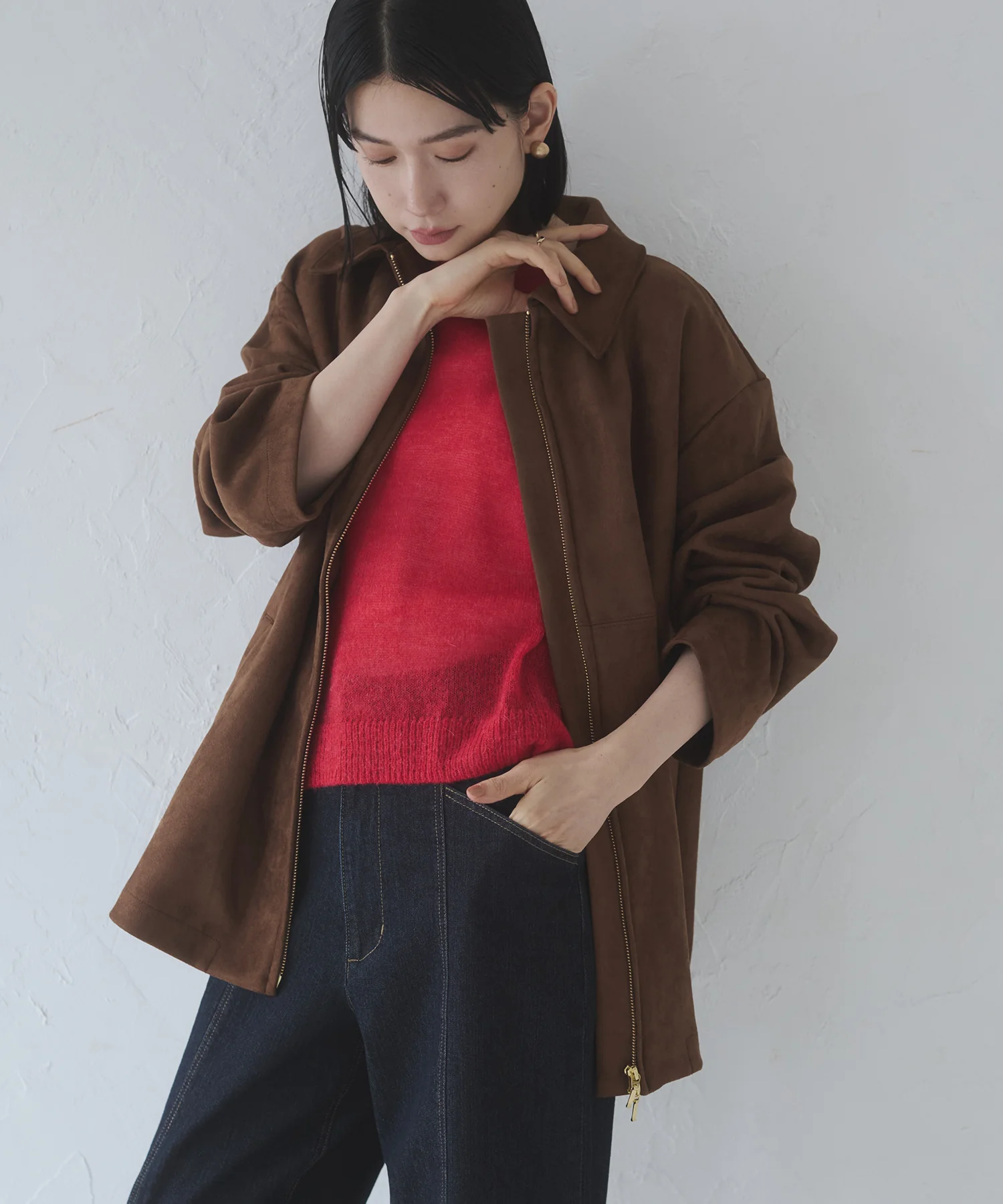 フェイクスウェード Wジップオーバーブルゾン