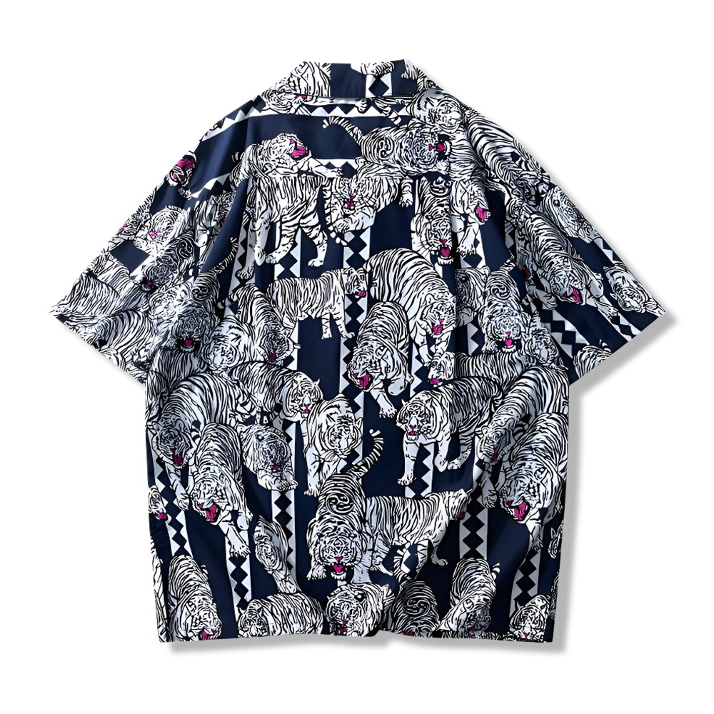 浮世絵風トラ柄開襟シャツ