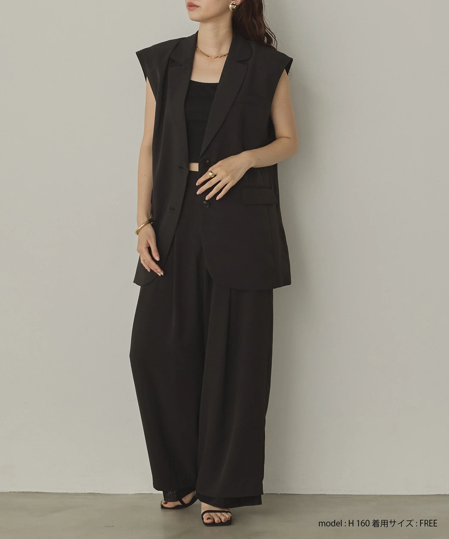 ポリツイル シアーワイドストレートパンツ