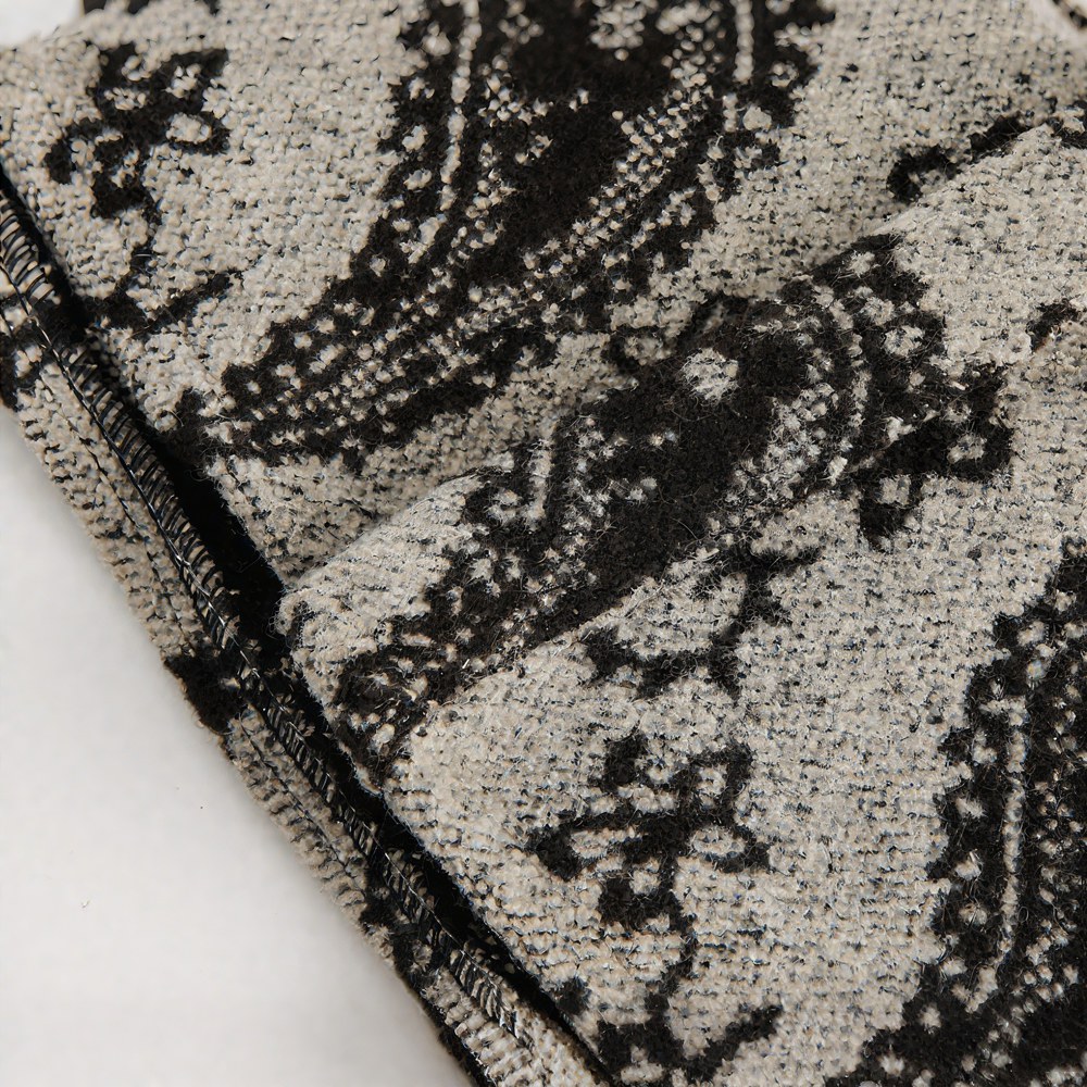 アメリカンレトロ　 ペイズリー柄モノクロ長袖シャツ