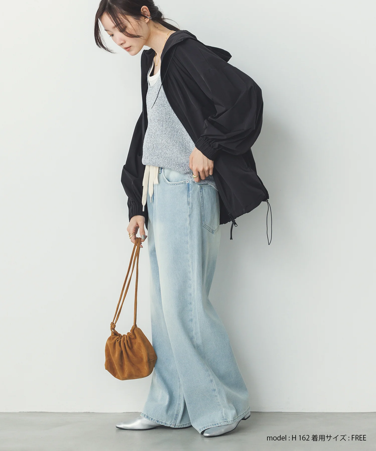 【接触冷感】フード付 ギャザーブルゾン