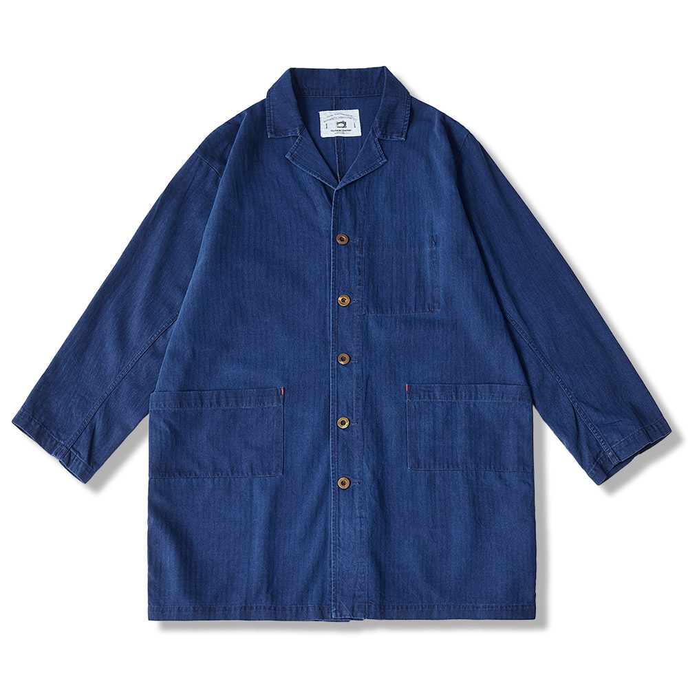 手染め藍染  　カジュアル折り襟テーラードジャケット