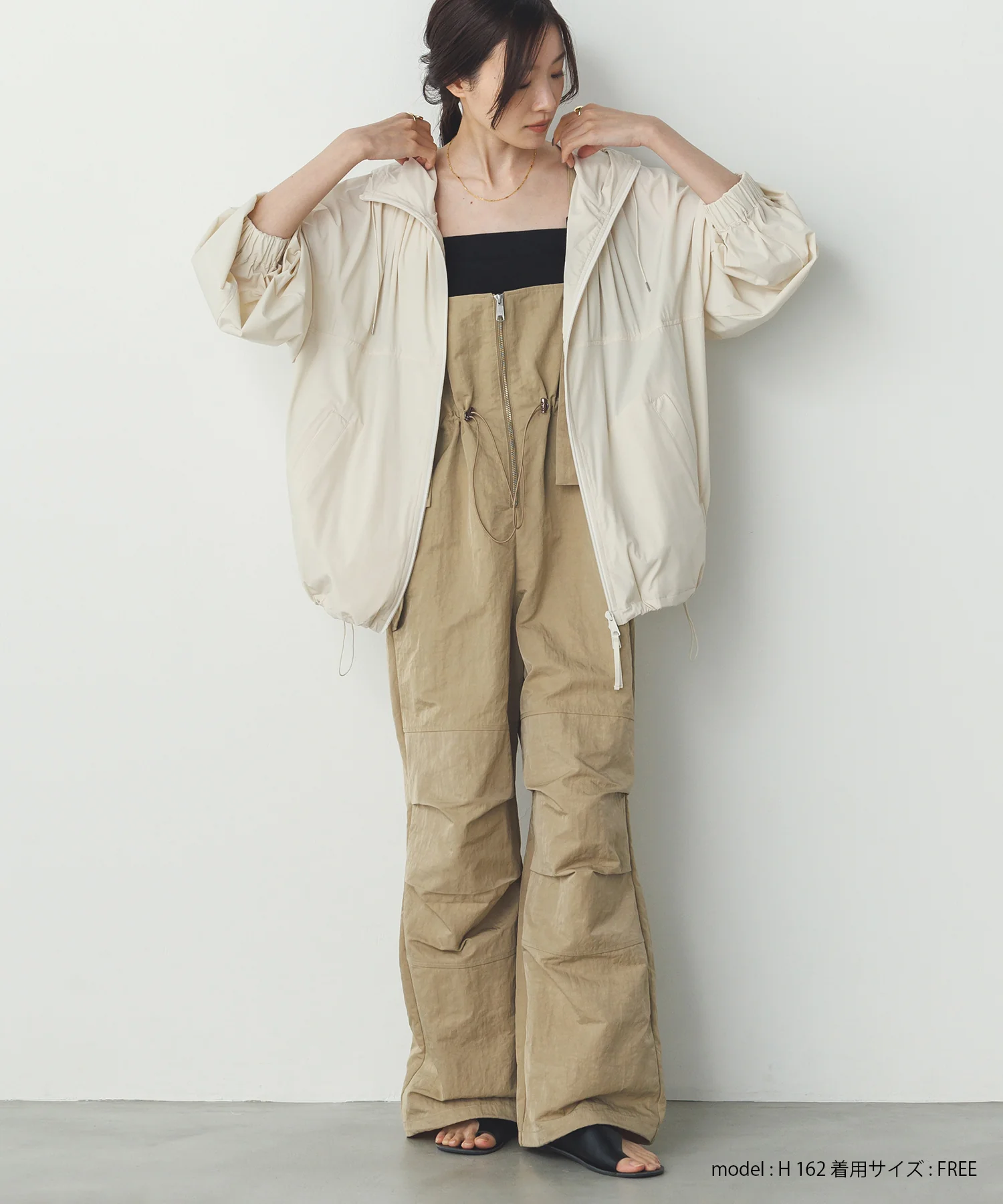 【接触冷感】フード付 ギャザーブルゾン