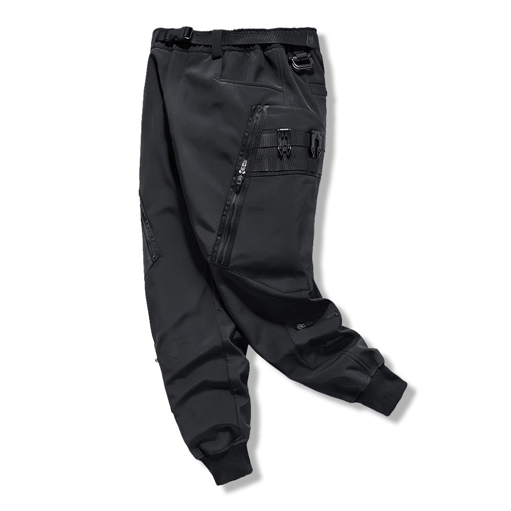 裏起毛　機能性　裾絞りカーゴパンツ（ファスナーポケット付き）