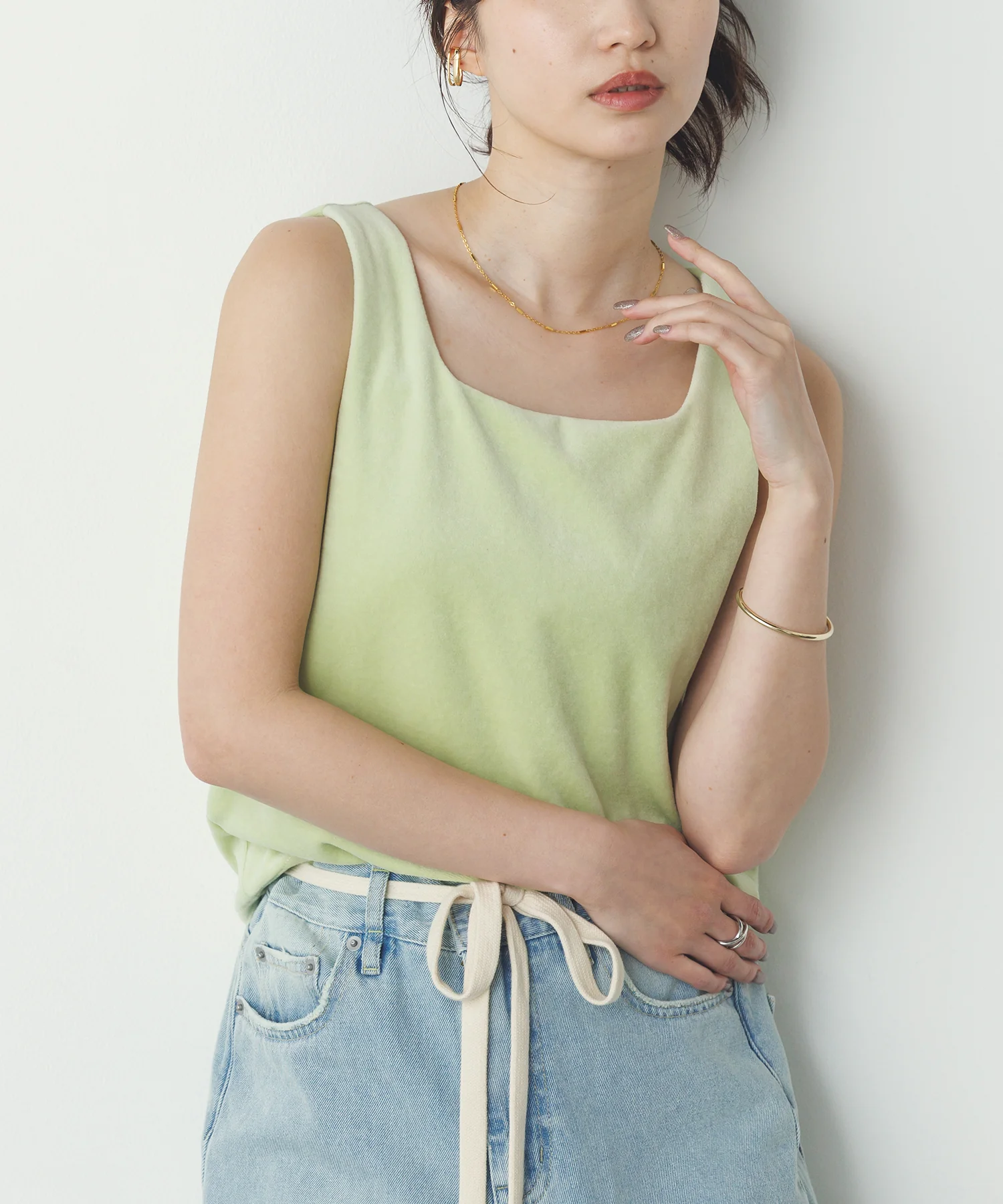 前後2WAY ベロア スクエアタンク