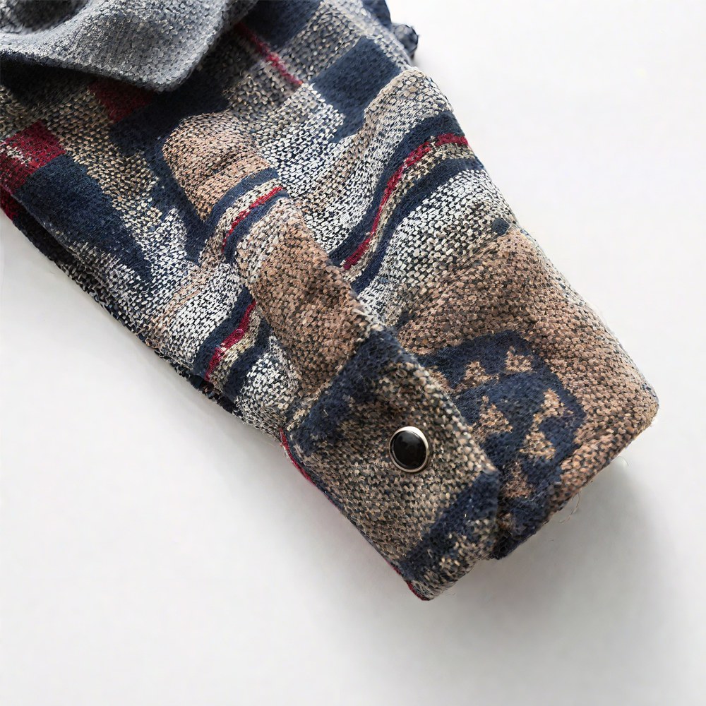 ウール混紡ナバホ柄先染めジャカード長袖シャツ