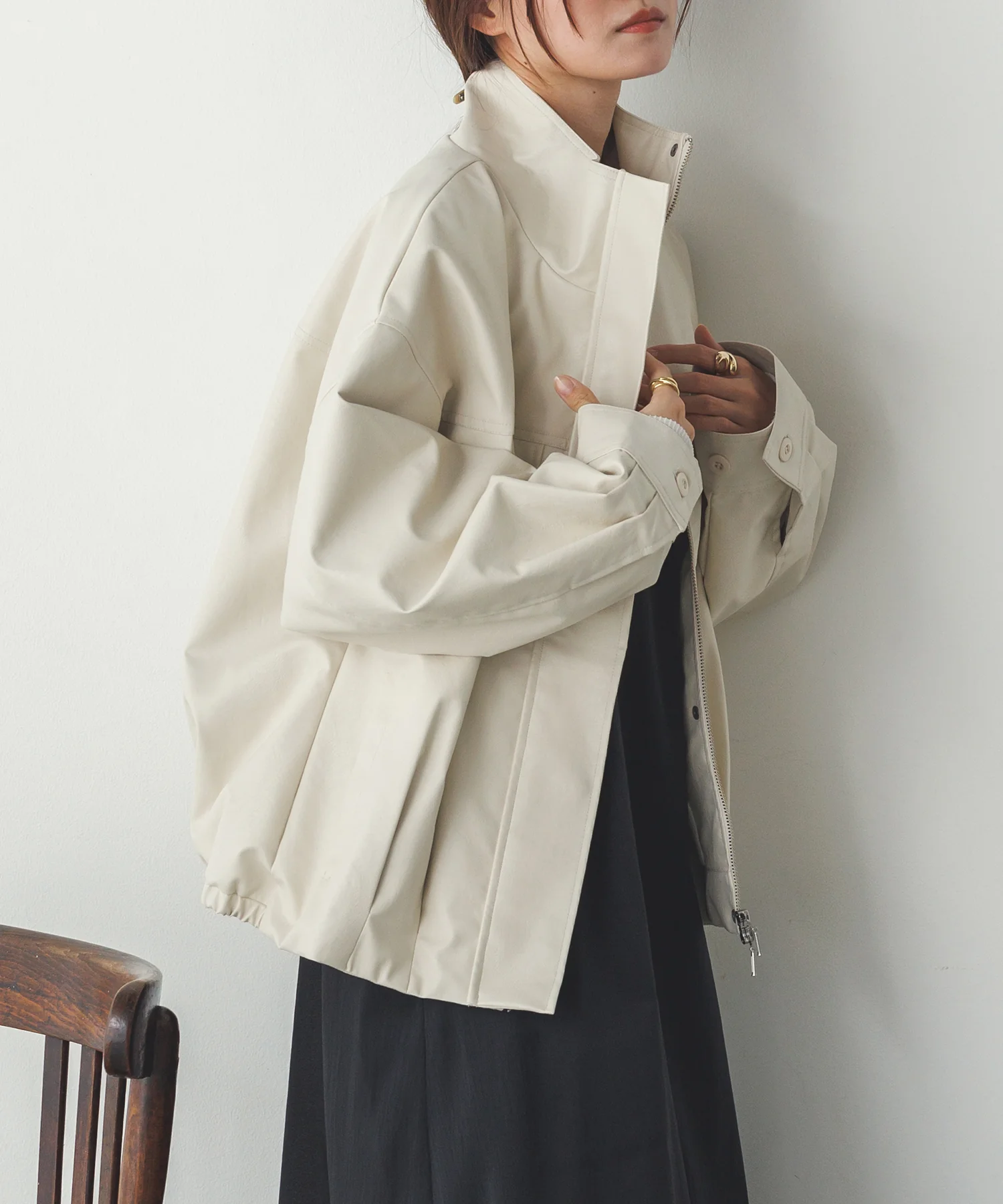 フェイクレザー オーバーブルゾン