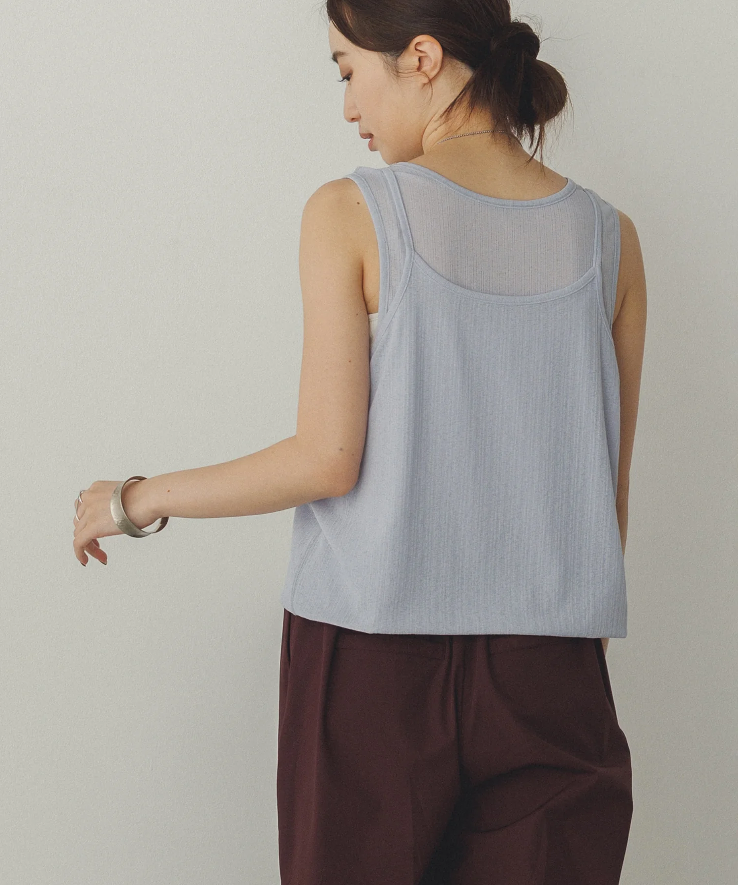 ランダムリブ シアータンクトップ